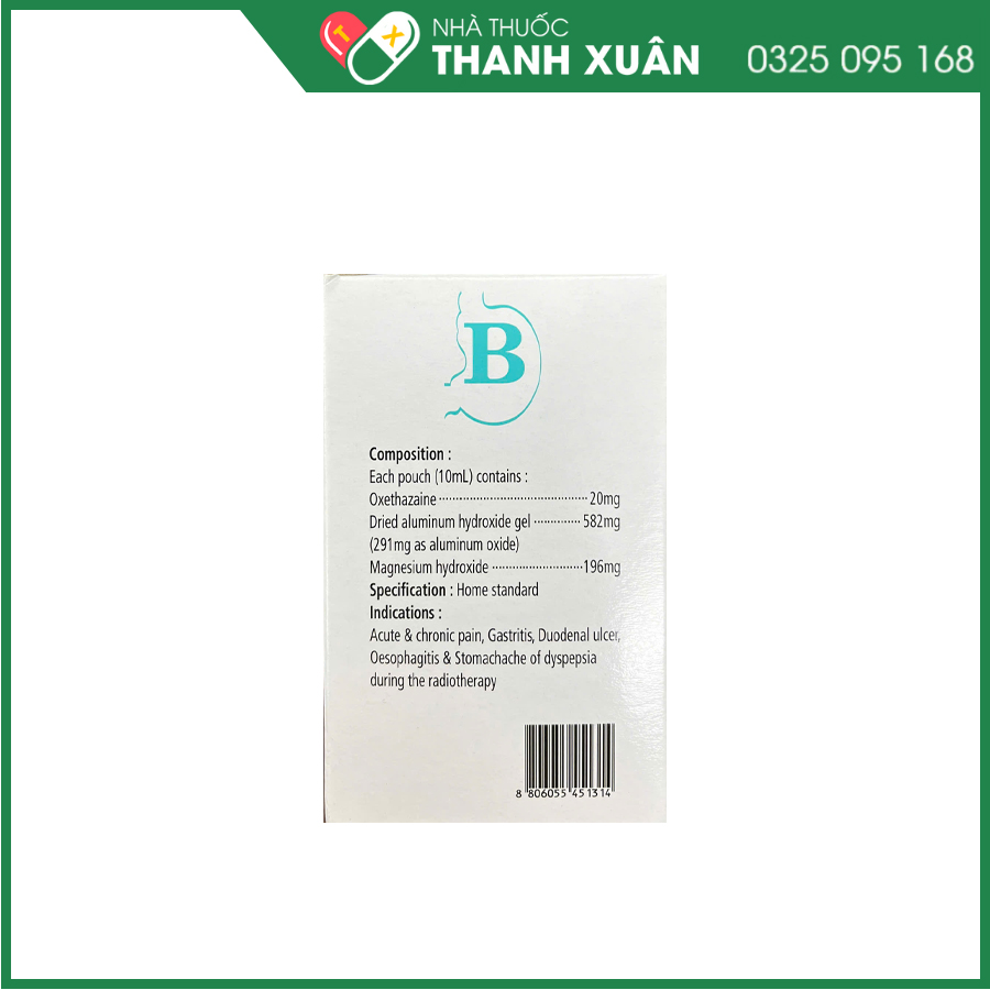 BARUDON Susp có tác dụng giảm đau nhanh trong viêm dạ dày, loét dạ dày - tá tràng, viêm thực quản